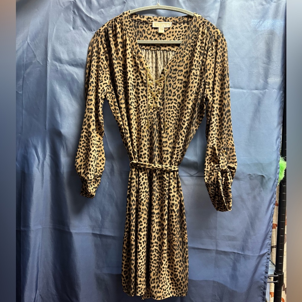 MICHAEL Michael Kors Cheetah Print Long Sleeve Dress